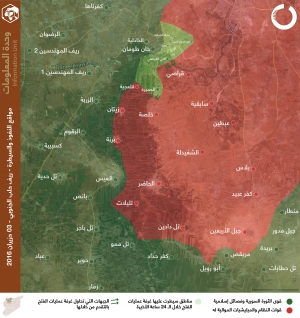 مواقع النفوذ والسيطرة - ريف حلب الجنوبي - 03 حزيران 2016