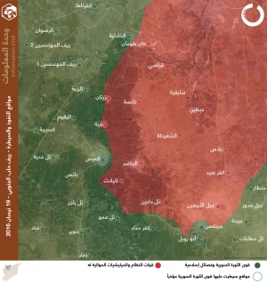 مواقع النفوذ والسيطرة في ريف حلب الجنوبي - 19 نيسان 2016