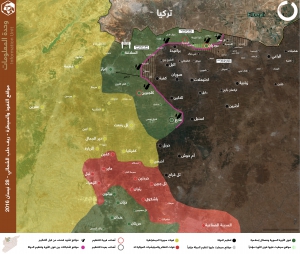 مواقع النفوذ والسيطرة - ريف حلب الشمالي - 28 نيسان 2016
