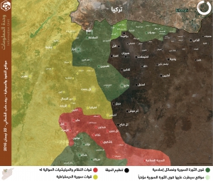 مواقع النفوذ والسيطرة - ريف حلب الشمالي - 22 نيسان 2016