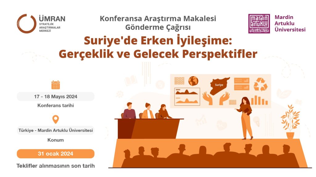 Konferansa Araştırma Makalesi Gönderme Çağrısı Suriye’de Erken İyıleşime:Gerçeklik ve Gelecek Perspektifler